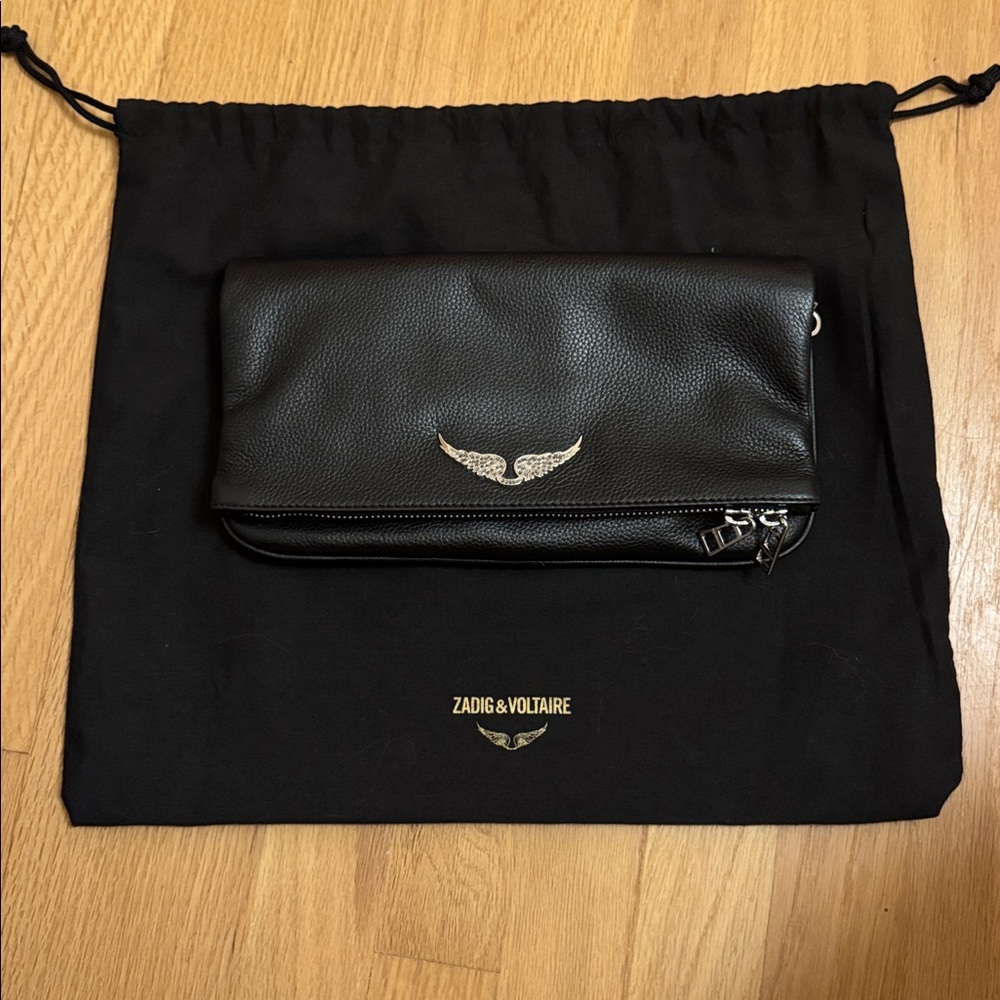 Zadig & Voltaire Black Crossbody Bag with Silver Chain